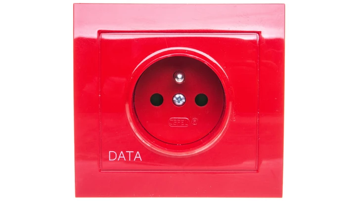 KIER Gniazdo pojedyncze z/u DATA z przesłonami czerwone GP-1WZDP/22