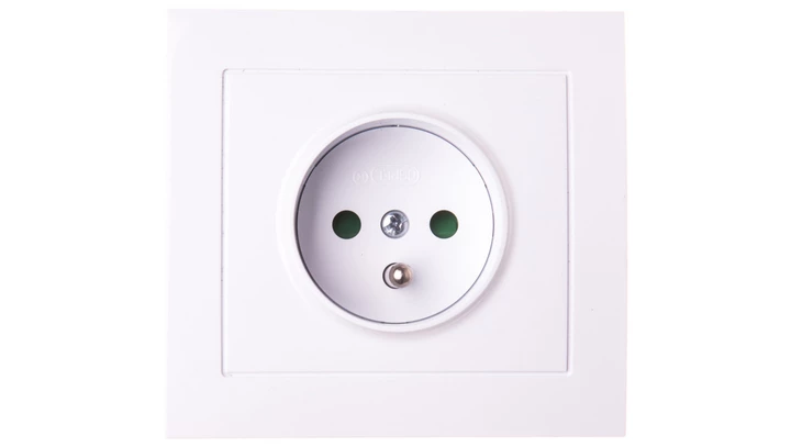 KIER Gniazdo pojedyncze z/u z przesłonami białe GP-1WZP/00