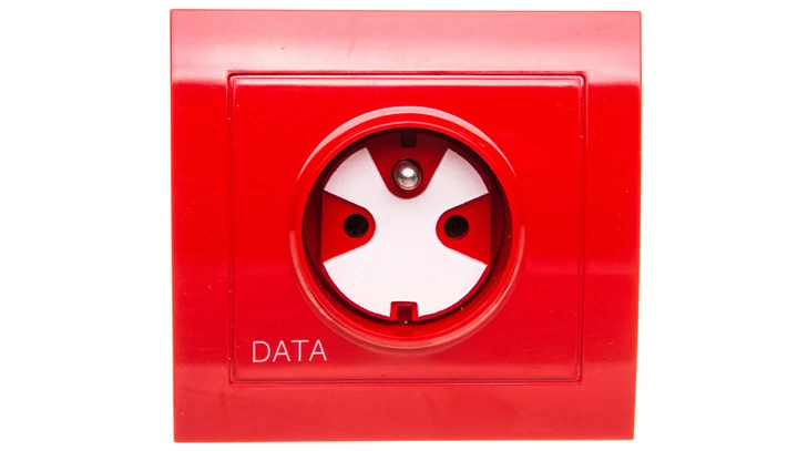 KIER Gniazdo pojedyncze z/u DATA z kluczem czerwone GP-1WZK/22