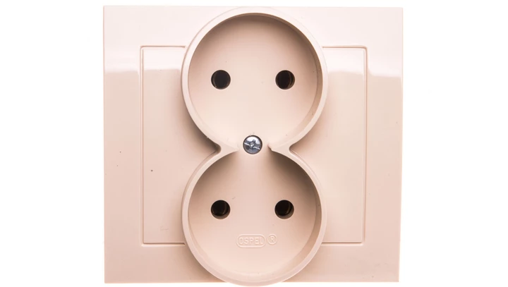 KIER Gniazdo podwójne b/u beżowe GP-2W/01