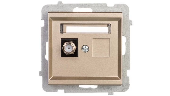 SONATA Gniazdo antenowe pojedyncze typu F szampański złoty GPA-1RF/m/39