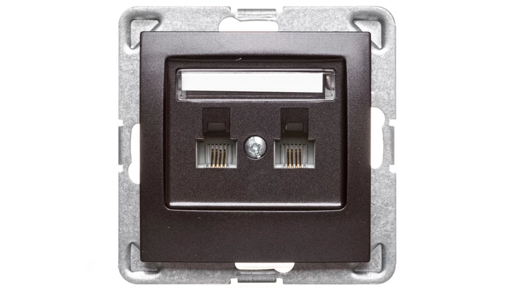 IMPRESJA Gniazdo telefoniczne podwójne RJ11 niezależne antracyt GPT-2YN/m/50