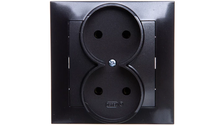 IMPRESJA Gniazdo podwójne b/u antracyt GP-2Y/50