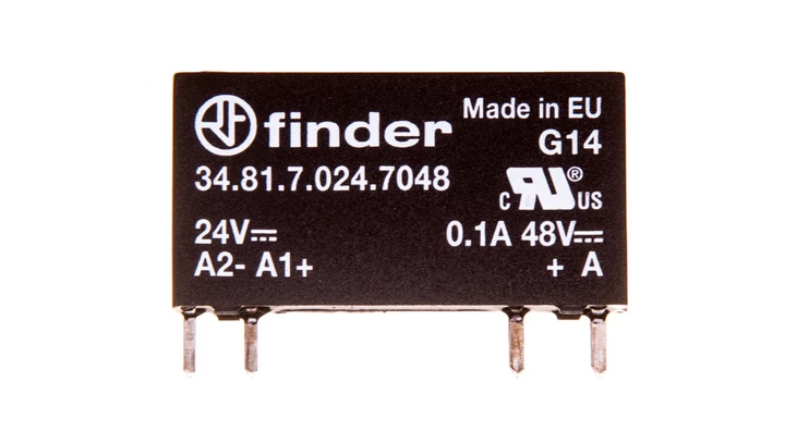 Wąskoprofilowy przekaźnik 5mm do obwodów drukowanych i gniazd SSR OC 100mA 48VDC 24VDC wykonanie szczelne RTIII 34.81.7.024.7048