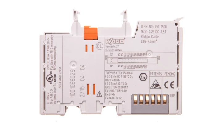 Moduł 16-kanałowy wyjść dwustanowych 24V DC 0,5A ze złączem do przewodu taśmowego 750-1500