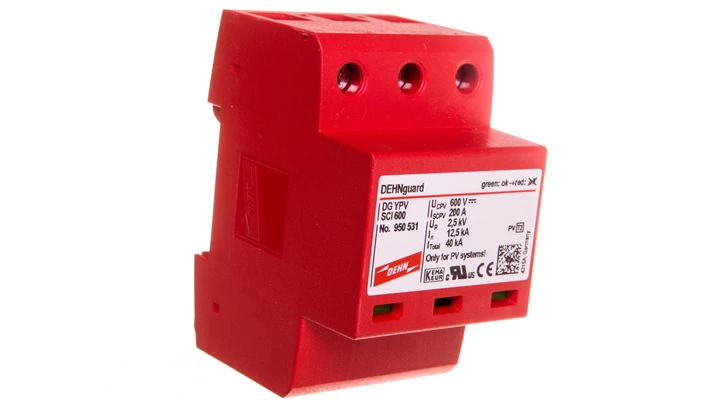 Ogranicznik przepięć C Typ 2 do ochrony instalacji PV 600V DC 3P 12,5kA 2,5kV DEHNguard compact YPV SCI 600 950531