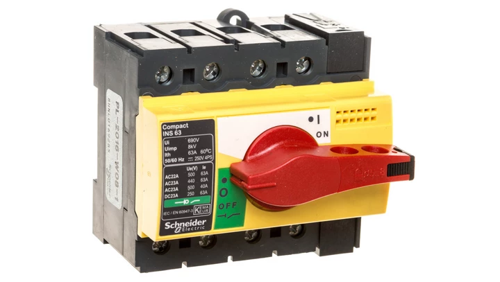 Rozłącznik izolacyjny 3P 63A dzwignia żółto-czerwona INS63 28919