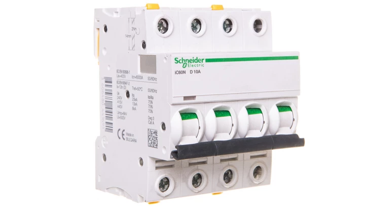 Wyłącznik nadprądowy 4P D 10A 6kA AC iC60N-D10-4 A9F05410