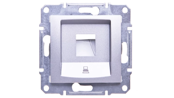 Sedna Płytka do gniazda komputerowego pojedynczego RJ45 kat.5e UTP aluminium SDN4300360