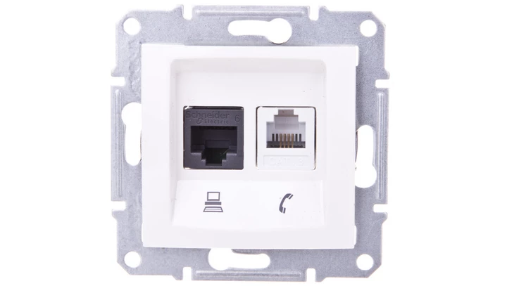 Sedna Gniazdo komputerowe podwójne RJ45+RJ11 kat. 6 UTP kremowe SDN5200123