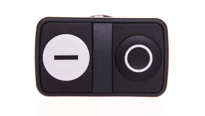 Napęd przycisku podwójny czarno/biały /O-I/ bez podświetlenia z samopowrotem ZB5AA7121