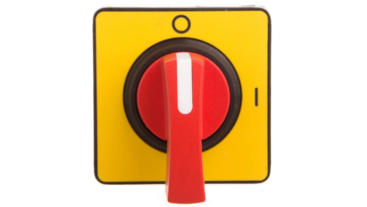 Głowica oper. 45x45mm, kolor żółty, czerw. rączka, O-I KCE1LH