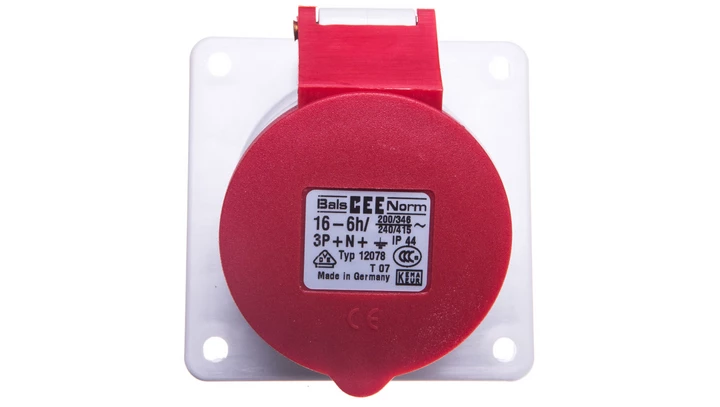 Gniazdo tablicowe 16A 5P 400V 6h IP44 skośne 12078