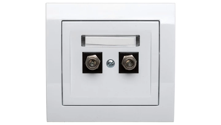 KIER Gniazdo antenowe podwójne typu F białe GPA-2WF/00