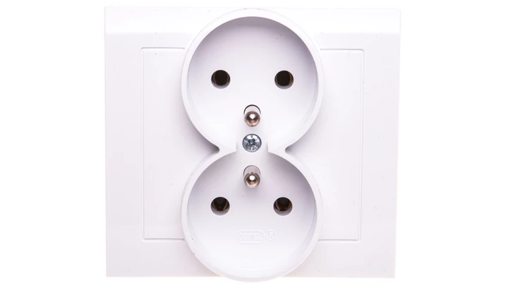 KIER Gniazdo podwójne z/u białe GP-2WZ/00