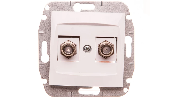 CARLA Gniazdo antenowe podwójne TV typ F-F bez ramki białe 1787-10