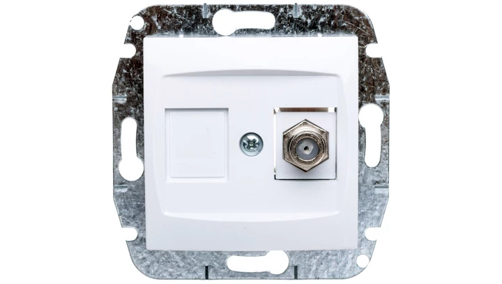 CARLA Gniazdo antenowe TV typ F-F bez ramki białe 1786-10