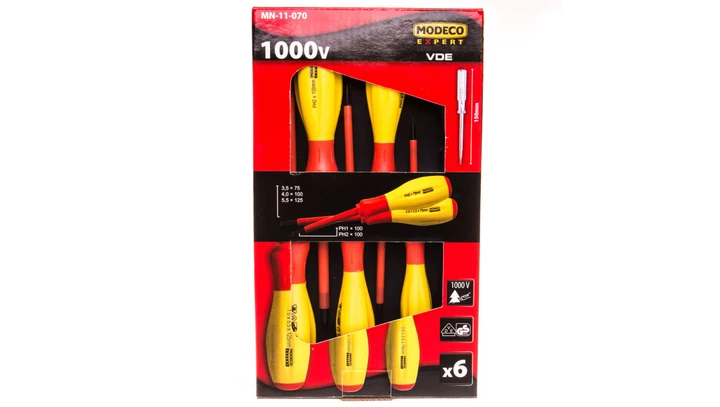 Zestaw Modeco MN-11-070 6 wkrętaków VDE (w etui) – do prac elektrycznych pod napięciem