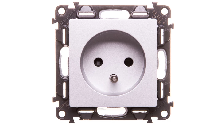 VALENA LIFE Gniazdo pojedyncze z/u 2P+Z z przesłonami aluminium 753384