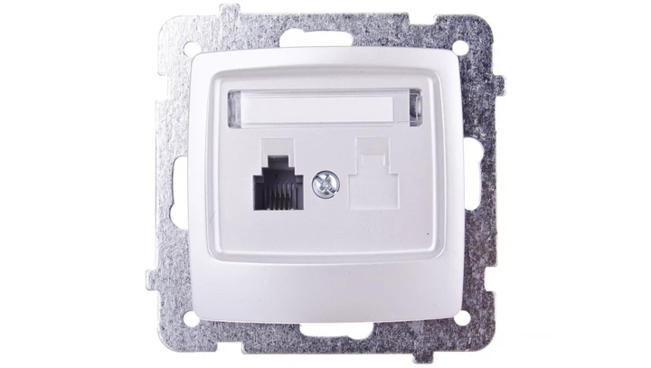 KARO Gniazdo telefoniczne pojedyncze RJ11 srebrny perłowy GPT-1S/m/43