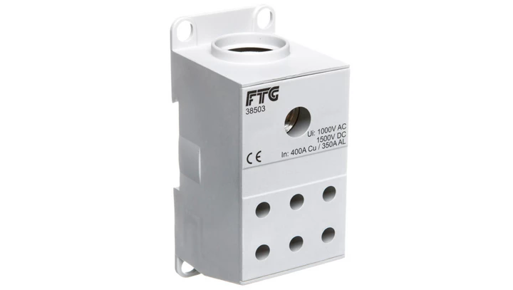 Blok rozdzielczy AL/CU 1-potencjałowy 175A we 1x95-240mm2 wy 1x10-50mm szary AUX38503