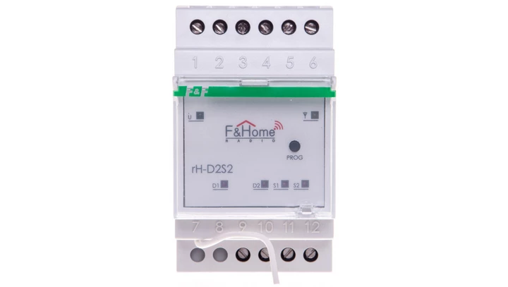 FiHome Radio Ściemniacz dwukanałowy z nadajnikiem dwukanałowym na szynę DIN rH-D2S2