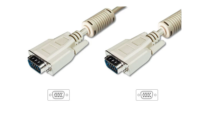 Kabel połączeniowy VGA Typ DSUB15/DSUB15, M/M beżowy 5m AK-310103-050-E