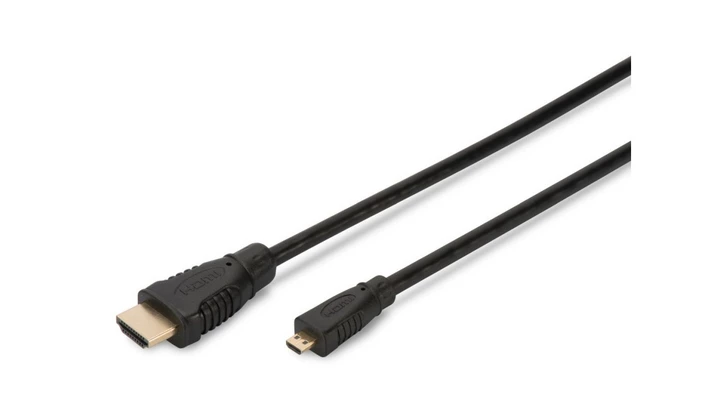 Kabel połączeniowy microHDMI Highspeed 1.4 Eth. GOLD Typ HDMI A/HDMI D, M/M czarny 1m AK-330109-010-S AK-330109-010-S