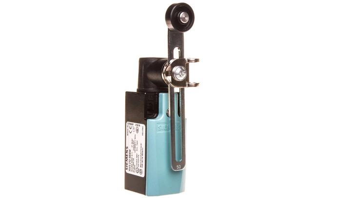 Wyłącznik krańcowy 1Z 1R pełzające metal 31mm dźwignia uchylna 100mm regulowana z rolką 19mm z tworzywa IP67 3SE5212-0BK50