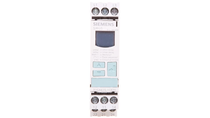 Przekaźnik kolejności, zaniku faz i obniżenia napięcia 2P 3A 0,1-20sek 160-690V AC wyświetlacz LCD 3UG4615-1CR20