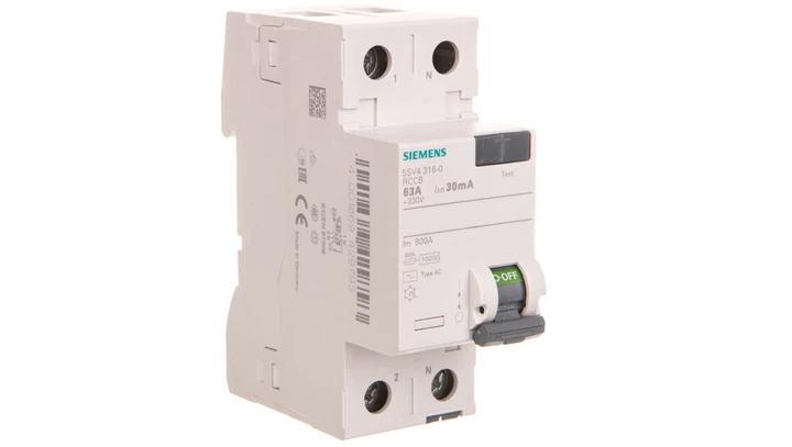 Wyłącznik różnicowoprądowy 2P 63A 0,03A Typ AC 30mA 230V 5SV4316-0