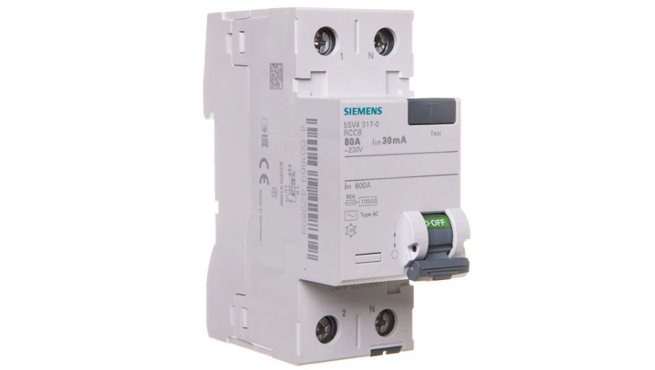 Wyłącznik różnicowoprądowy 2P 80A 0,03A typ AC 30mA 230V SENTRON 5SV4317-0