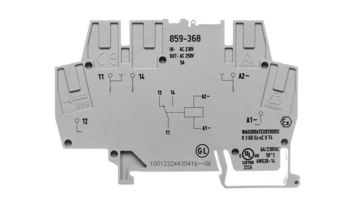 Złączka z przekaźnikiem minaturowym 230V AC 1p 859-368 /10szt./