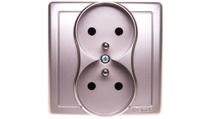 Simon Basic Gniazdo podwójne z/u 16A IP20 satyna metalizowana BMGZ2/29