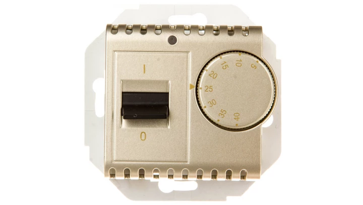 Simon 54 Regulator temperatury z czujnikiem zewnętrznym złoty mat DRT10Z.02/44