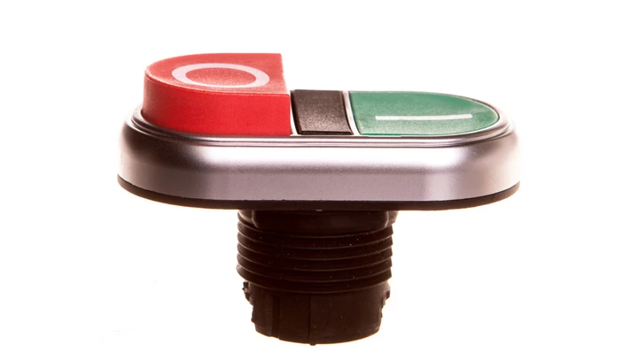 Napęd przycisku podwójny zielony/czerwony /O-I/ z samopowrotem wystający/płaski LPCB7223