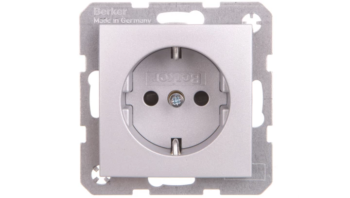 Berker B.1/B.3/B.7 Glas Gniazdo pojedyncze SCHUKO 16A 250V aluminium 47231404
