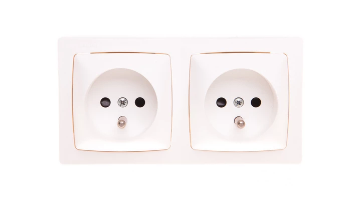 OTEO Gniazdo podwójne z/u 16A z przesłonami białe 086076