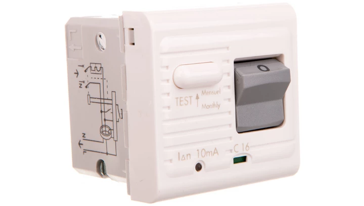 MOSAIC Wyłącznik różnicowoprądowy 16A 10mA Typ A biały 077534