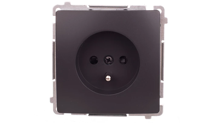 Simon Basic Gniazdo pojedyncze z/u 16A IP20 z przesłoną torów grafit BMGZ1z.01/28