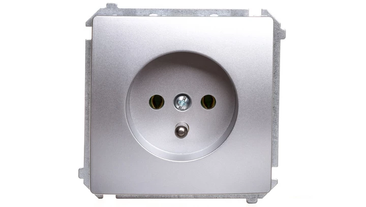 Simon Basic Gniazdo pojedyncze z/u 16A 250V srebrny mat BMGZ1.01/43