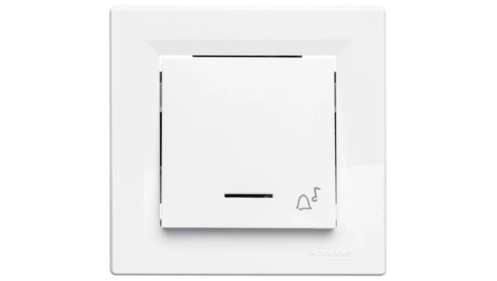 Przycisk Asfora dzwonek z podświetleniem zaciski śrubowe biały z ramką EPH1700321