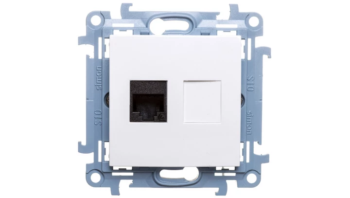 Simon 10 Gniazdo komputerowe pojedyncze RJ45 kat.6 biały C61.01/11