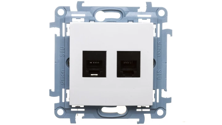 Simon 10 Gniazdo telefoniczne podwójne RJ12 biały CT2.01/11