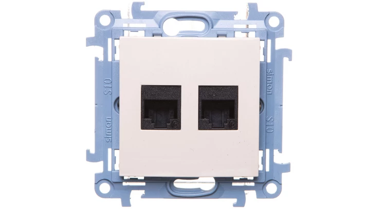 Simon 10 Gniazdo komputerowe podwójne RJ45 kat.6 kremowe C62.01/41