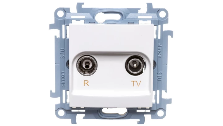 Simon 10 Gniazdo antenowe R-TV zakończeniowe białe IP20 CAZ.01/11