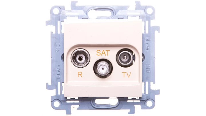 Simon 10 Gniazdo antenowe R-TV-SAT końcowe kremowe IP20 CASK.01/41