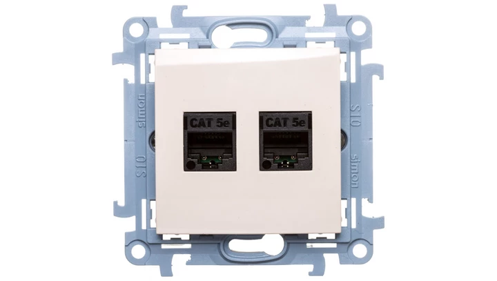 Simon 10 Gniazdo komputerowe podwójne 2xRJ45 kat.5e kremowe C52.01/41