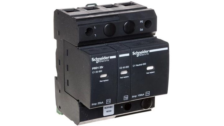 Ochronnik przeciwprzep. PRD1 25r, 1 bieg.+N, 350 V, z sygnalizacją 16330