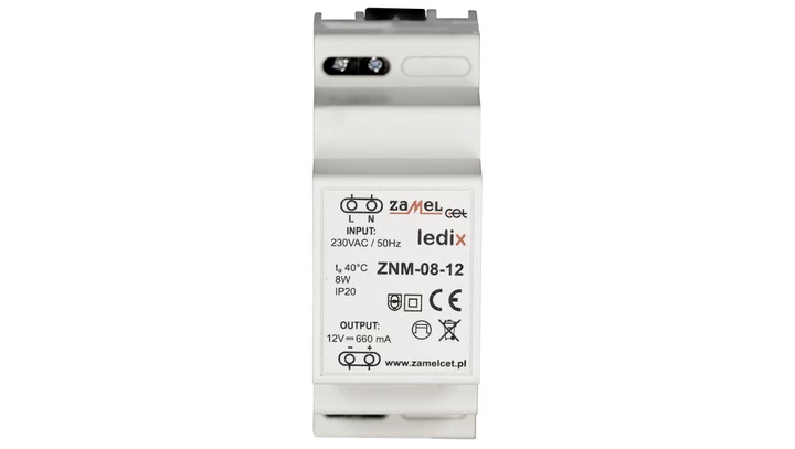 Zasilacz LED modułowy 12V DC 8W ZNM-08-12 LDX10000016